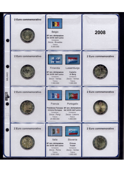 2008 Master Phil foglio e tasche con alloggiamenti per 2 euro commemorativi
